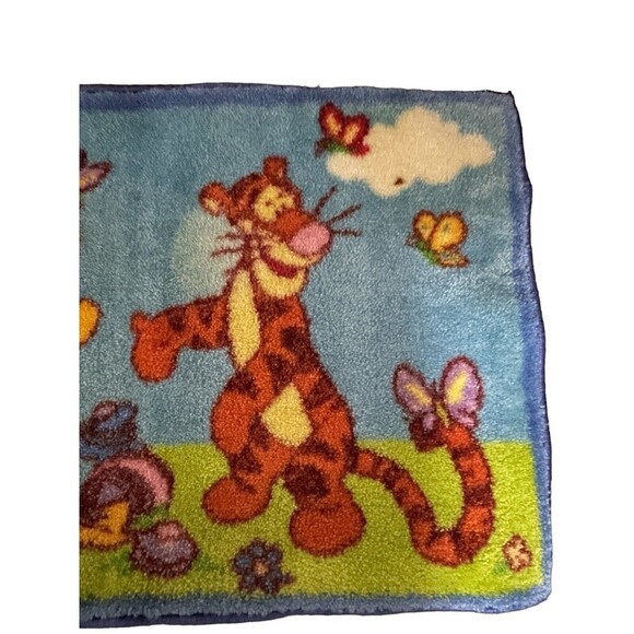 Vintage Winnie The Pooh And Tiger Butterflies Rug 29''x19” RARE - Picture 3 of 13